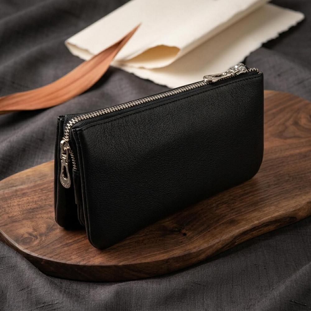 Місткий клатч на два відділення жіночий ST Leather 19246 Чорний Київ - фото 14