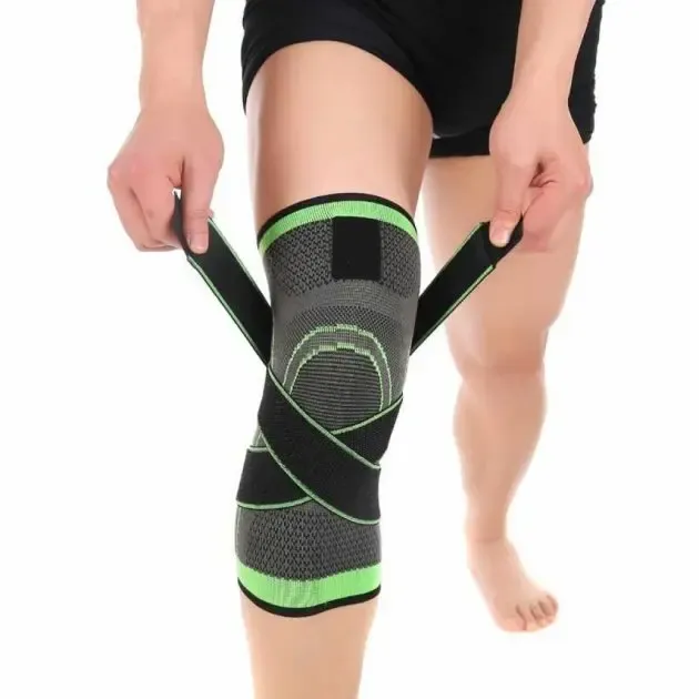 Наколенник Бандаж коленного сустава Knee Support Copper Черно-зелёный фиксатор колена Компрессионный от травм растяжений Коломия - фото 2