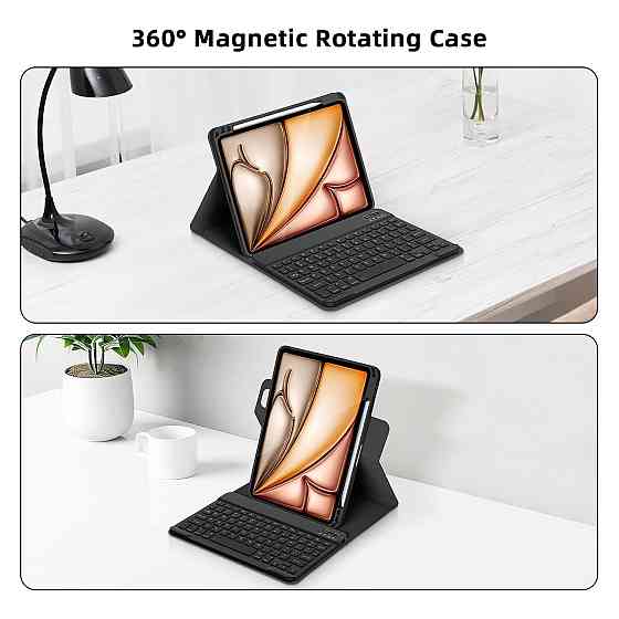 Чохол-клавіатура Bettdow для iPad Air/Pro 11" 2024/2025 чорний 360° обертання знімна QWERTY клавіатура Київ