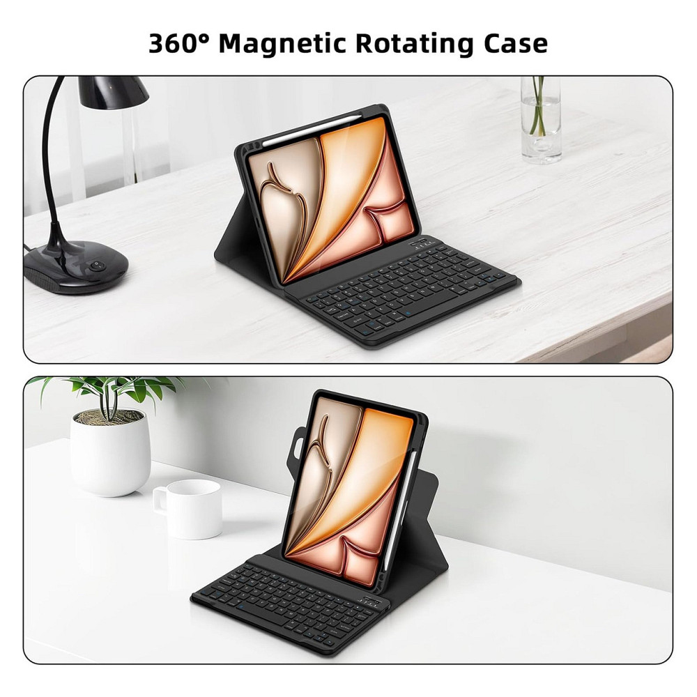 Чохол-клавіатура Bettdow для iPad Air/Pro 11" 2024/2025 чорний 360° обертання знімна QWERTY клавіатура Київ - фото 5