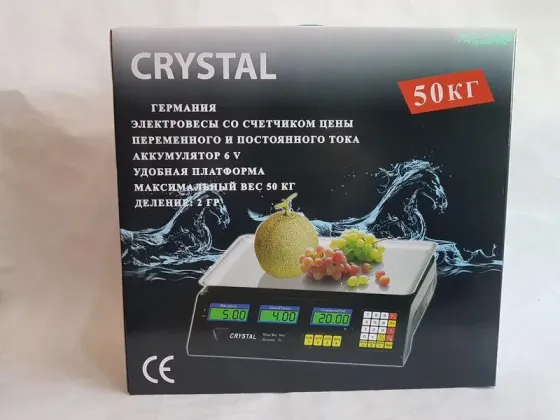 Весы Crystal 50 kg электронные настольные весы с калькулятором торговые Коломыя