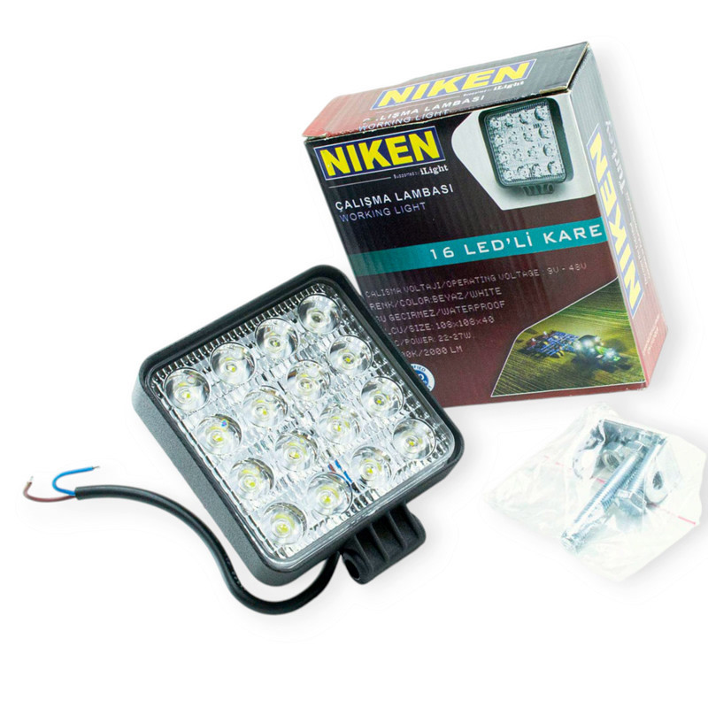 Фара LED 105х105х40 (Д В Ш) 27W ближний NIKEN 16 LED дополнительная Мукачево - изображение 1