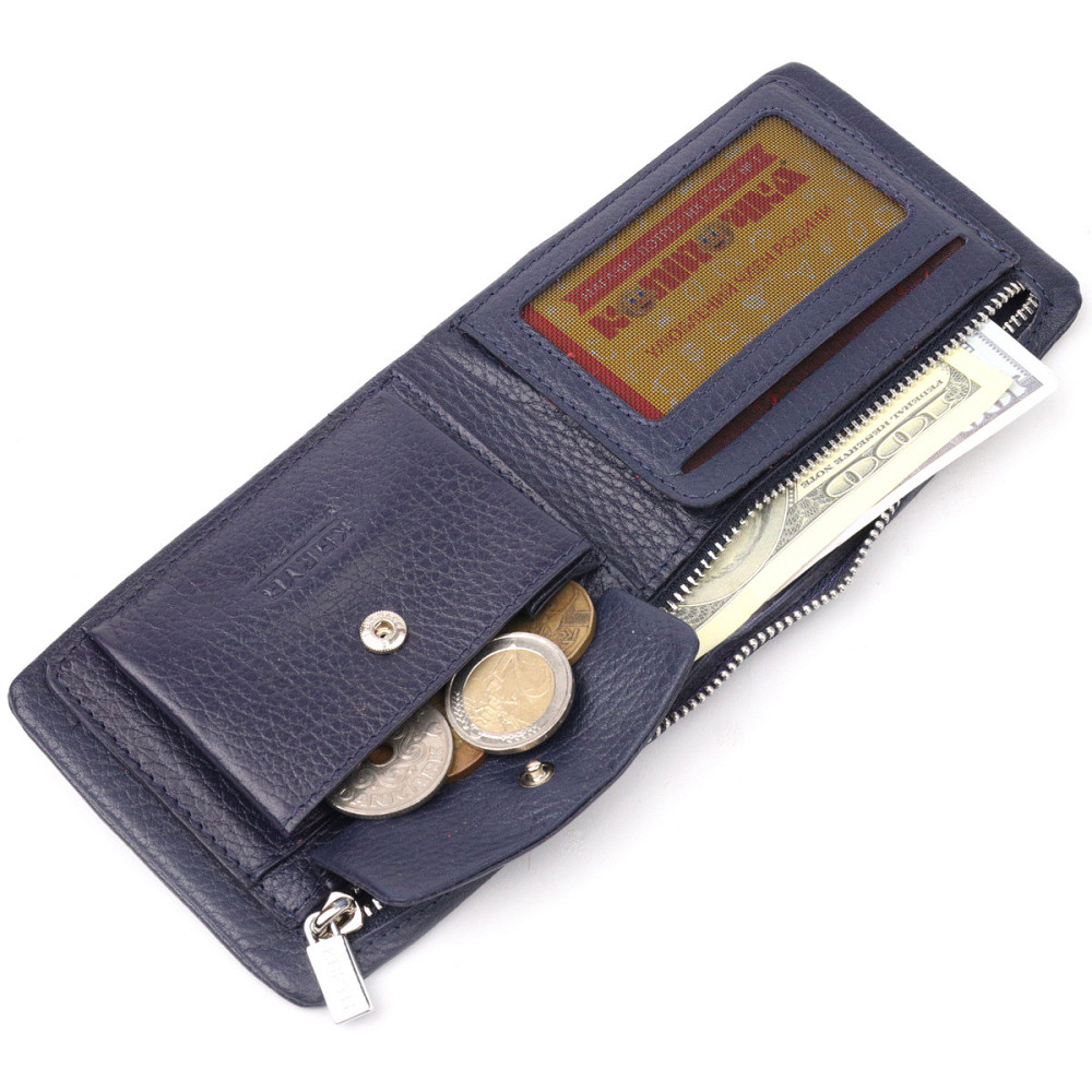 Оригінальне чоловіче портмоне із зернистої шкіри KARYA 21062 Синій Київ - фото 4