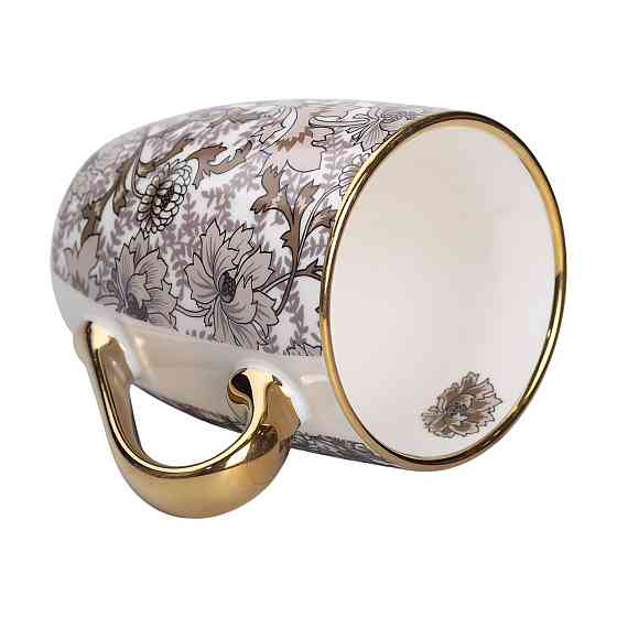 Порцелянова чашка 400 мл із золотим обідком і золотою ручкою Коричнева RX-N240665BR Київ