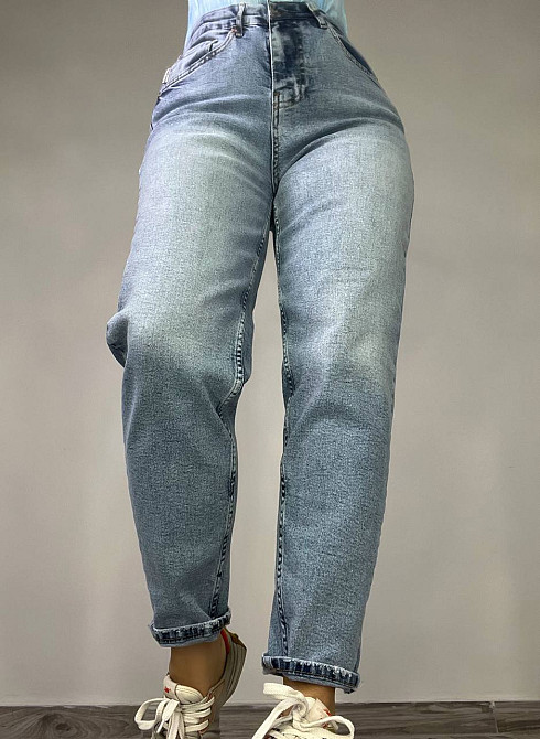 Джинси жіночі Mikaletta 3255 MOM RELAX comfort jeans висока посадка банани стрейчеві блакитні, блакитний, 29, 29, 82 см, 115 см Київ - фото 8