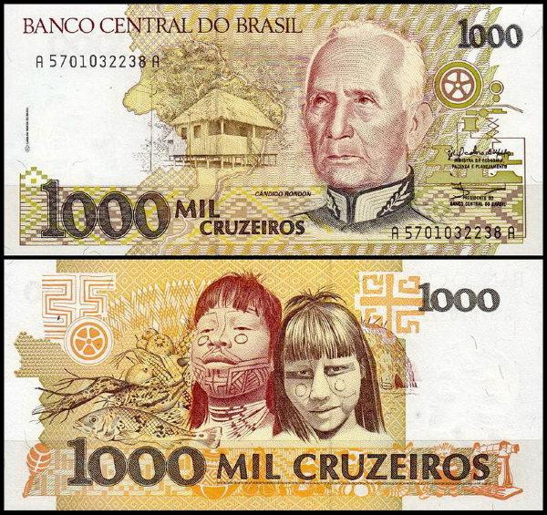 Бразилия / Brasil 1000 Cruzeiros Pick 231b 1990 UNC Полтава - изображение 1