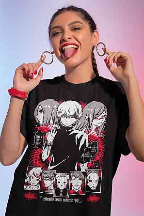 Футболка з аніме принтом Атака титанів оверсайз (S/M/L) Чорний AnimeJ0554 Дніпро