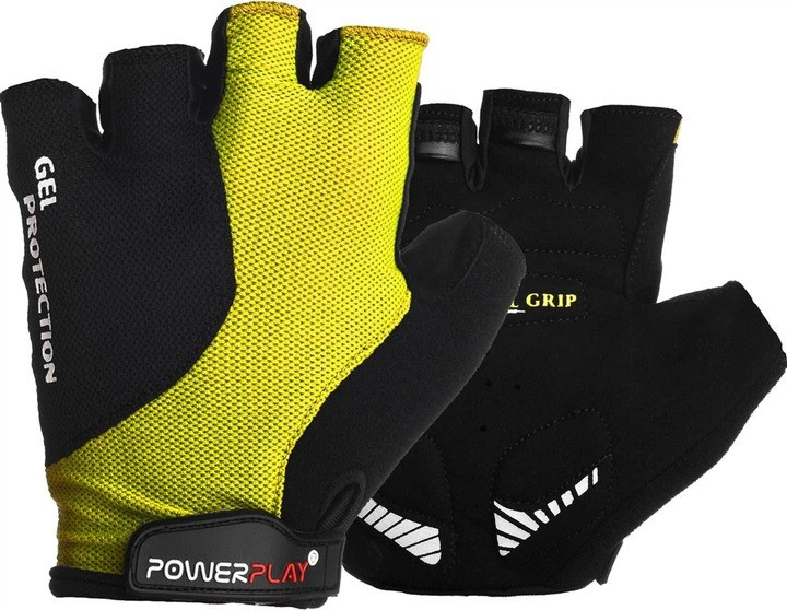 Велорукавички PowerPlay 5028 B Чорно-жовті M Каменское - изображение 1