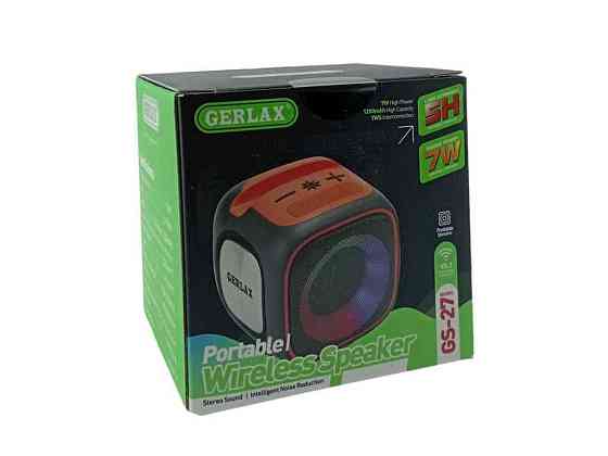 Портативная колонка GS-27, BT / USB / FM / AUX /microSD LED, 1200mAh 9x9x9cm TWS черная ТМ Gerlax Киев