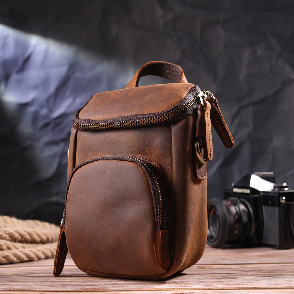 Компактная мужская сумка из натуральной винтажной кожи 21295 Vintage Коричневая Киев - изображение 3