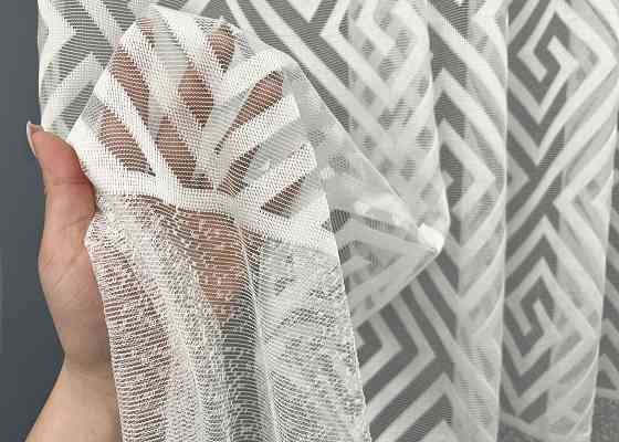 Тюль VR-Textil 2030т Жаккард Ромб Меандр Молочный 400х270 см (42-1098) Киев