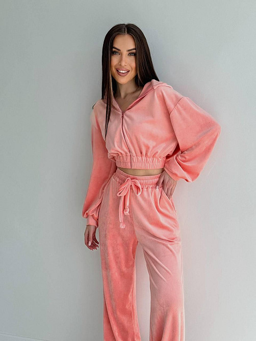 Женский стильный костюм двойка: кофта и штаны из плюш велюра Персик, 42/44 Одесса - изображение 10