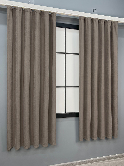 Комплект коротких штор VR-Textil Микровелюр Petek YL № 1707ш Какао 140х170 см 2 шт (35-0436) Киев - изображение 3
