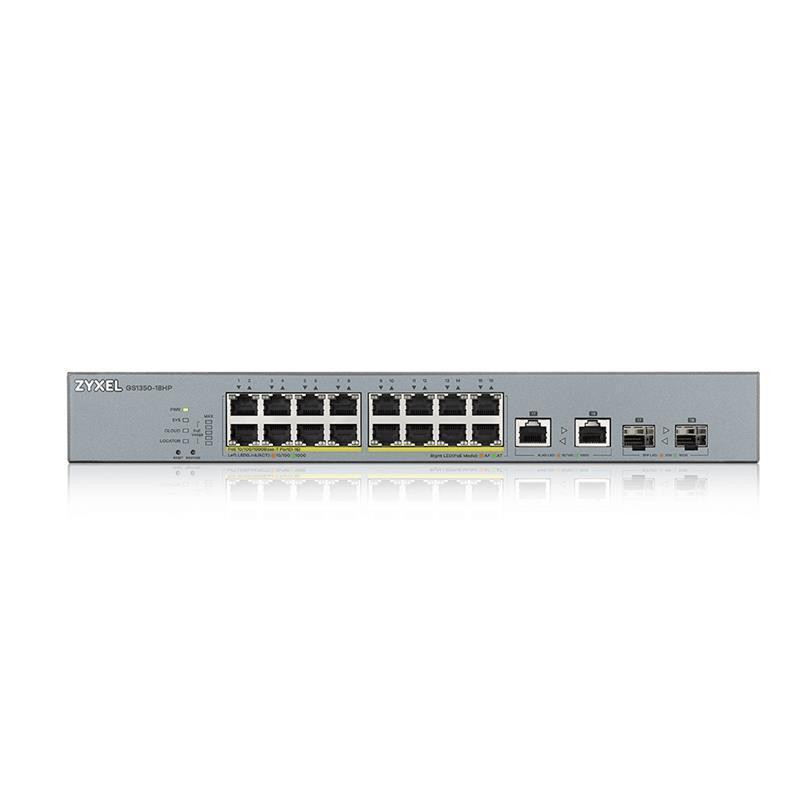 Комутатор для відеоспостереження ZYXEL GS1350-18HP (GS1350-18HP-EU0101F) (16xGE PoE+, 2xGE/SFP, PoE max 250W, Харків - фото 2
