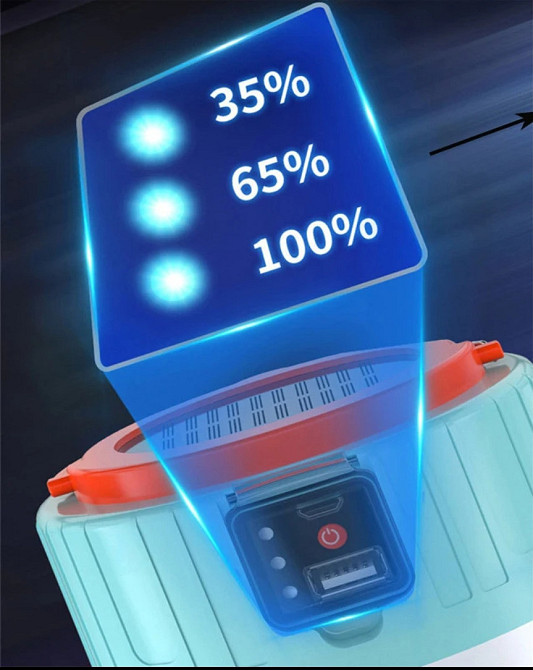 Фонарик аккумуляторный с пультом светодиодный с USB разъёмом повербанк солнечная батарея 11 на 9.5 см голубой Киев - изображение 8