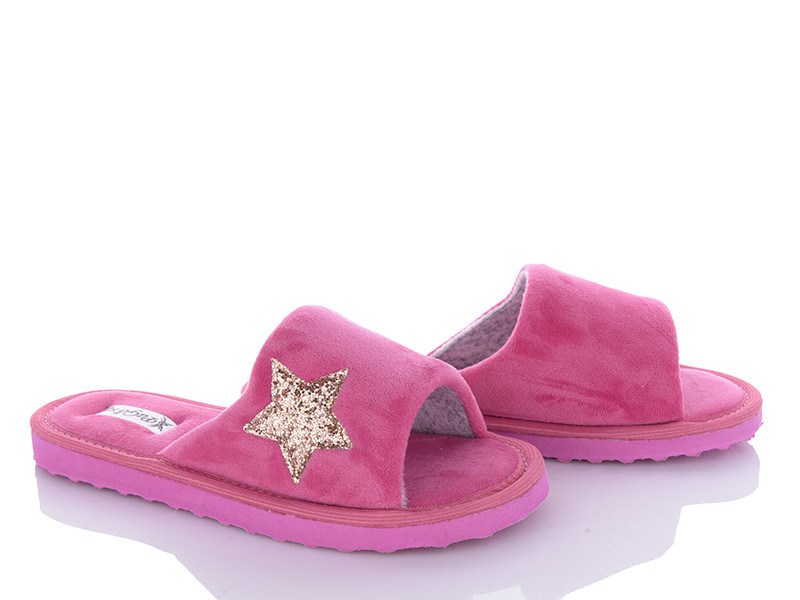 Жіночі домашні капці відкриті велюрові рожеві "Pago" зірка розова Одеса - фото 6