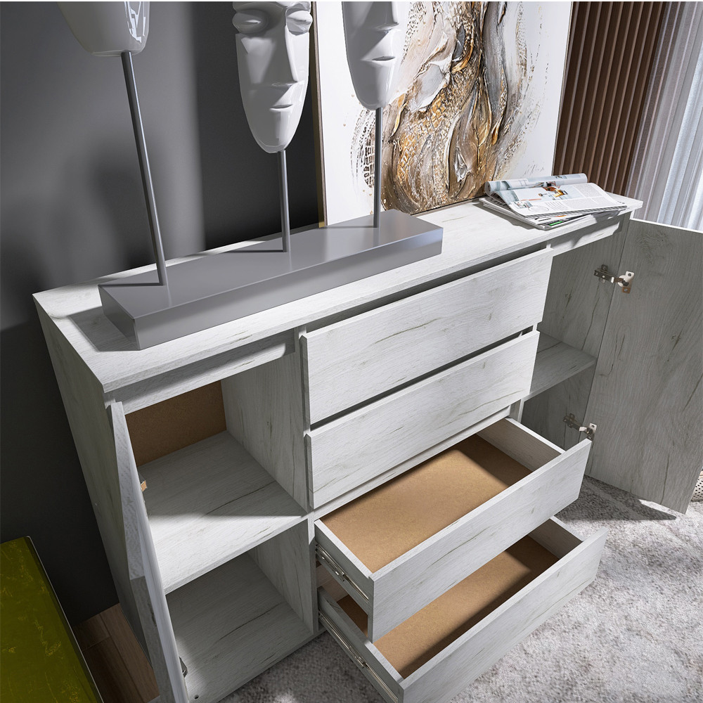 Комод Эверест КЛ-4 Лайт (телескопические) 140х38х93 см Дуб Крафт белый (DTM-071077) Львов - изображение 4