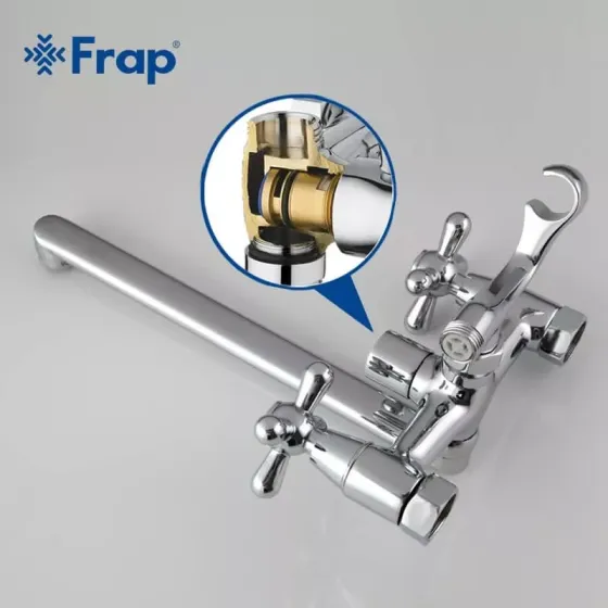 Смеситель для ванны Frap F2225 с душевым гарнитуром, хром Киев