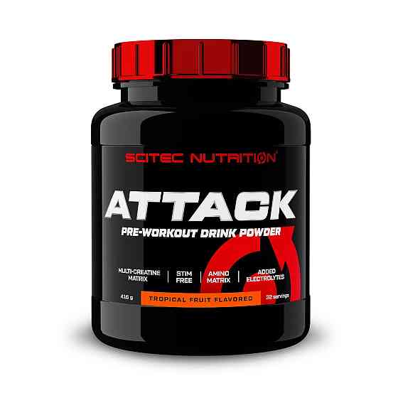 Передтренувальний комплекс Scitec Nutrition Attack 416 г, Tropical fruit Луцьк