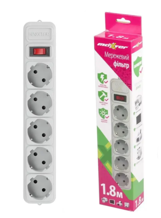 Сетевой фильтр Maxxter SPM5-G-6G 5 гнёзд, 1.8 метра Днепр
