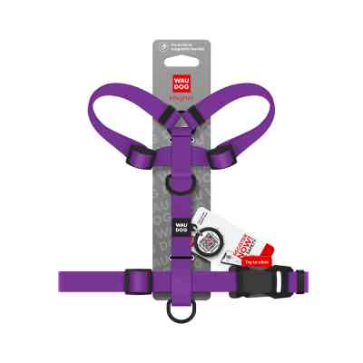 Шлей для собак WAUDOG Magnet анатомическая Н-образная с QR-паспортом, магнитная пряжка-фастекс S фиолетовая (26229) Винница