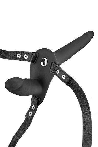 Двойной страпон с вибрацией Fetish Tentation Vibrating Strap-On with Double Dildo Black Sex Aura Киев - изображение 3