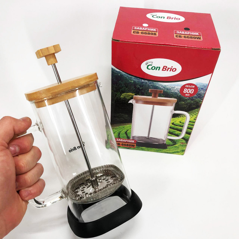 Заварники для чая и кофе Con Brio CB-6680W 800 мл, Френчпресс для кофе Заварник чая с прессом LS-91 Львов - изображение 7