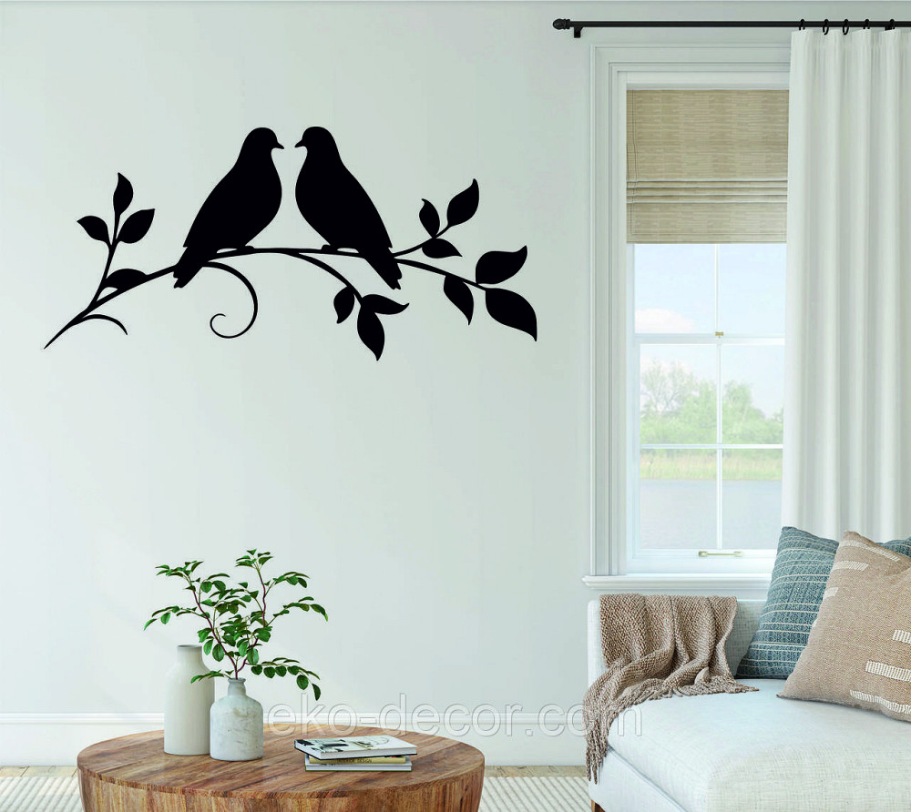 Декоративное настенное Панно «Две птички», Декор на стену 70*51 см, Черный Киев - изображение 3
