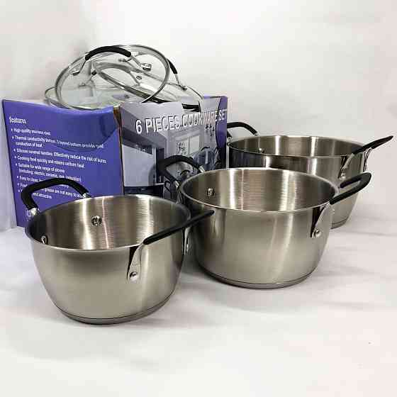 Каструля з нержавіючої сталі, Набір каструль вищої якості, Набір антипригарних каструль з кришкою SM-62 Івано-Франківськ