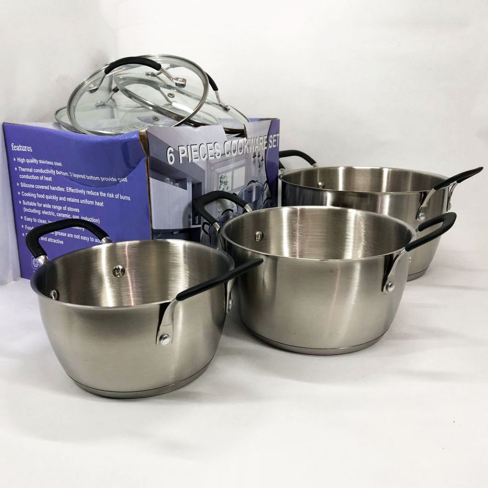 Каструля з нержавіючої сталі, Набір каструль вищої якості, Набір антипригарних каструль з кришкою SM-62 Івано-Франківськ - фото 5