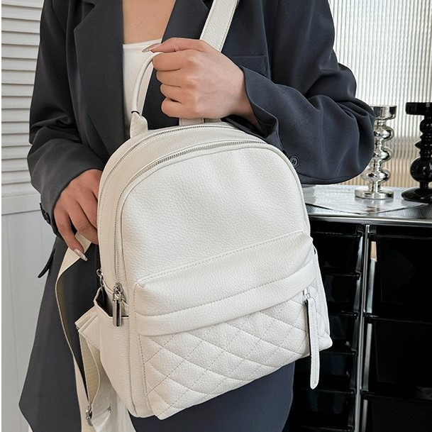 Елегантний жіночий рюкзак із натуральної шкіри Класичний Елегантний шкіряний жіночий рюкзак білий TidinBag Київ - фото 2