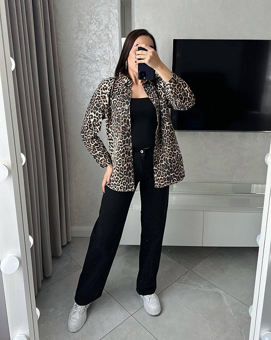 Жіноча стильна леопардова сорочка на металевих ґудзиках Моко, 46 Одеса - фото 3