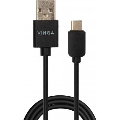 Дата кабель USB 2.0 AM to Type-C 1.0m 3A 18W PVC black Vinga (VCPUSBTC3ABK) Вінниця - фото 1