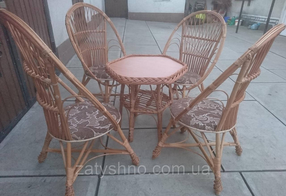 Мебель плетеная на 4 кресла и стол шестиугольный Киев - изображение 3