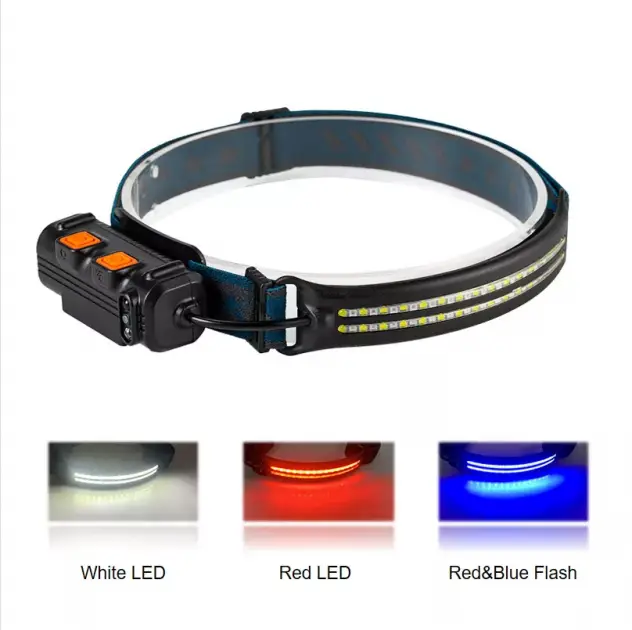 Налобний ліхтар Bailong BL-W691-2COB, Червоний, Білий+RGB, Датчик руху, Li-Ion акум., Type-C, 8668 Дніпро - фото 2