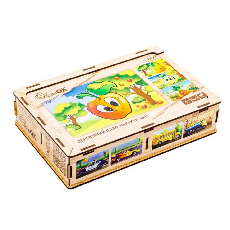 Детский деревянный пазл Фрукты 4 в 1 Puz-84681, 80 элементов Винница - изображение 5