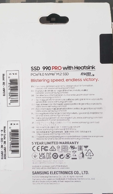 ОРИГИНАЛ!!! SSD Samsung 990 Pro with HEATSINK 2TB M.2 NVMe MZ-V9P2T0BW. Киев - изображение 7