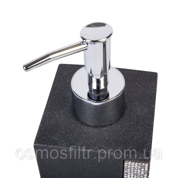 Дозатор для мила Axentia Ліндос  чорний з декором полігума 400 мл Н 10.8 см 7.3х7.3 см (134473) Київ - фото 2