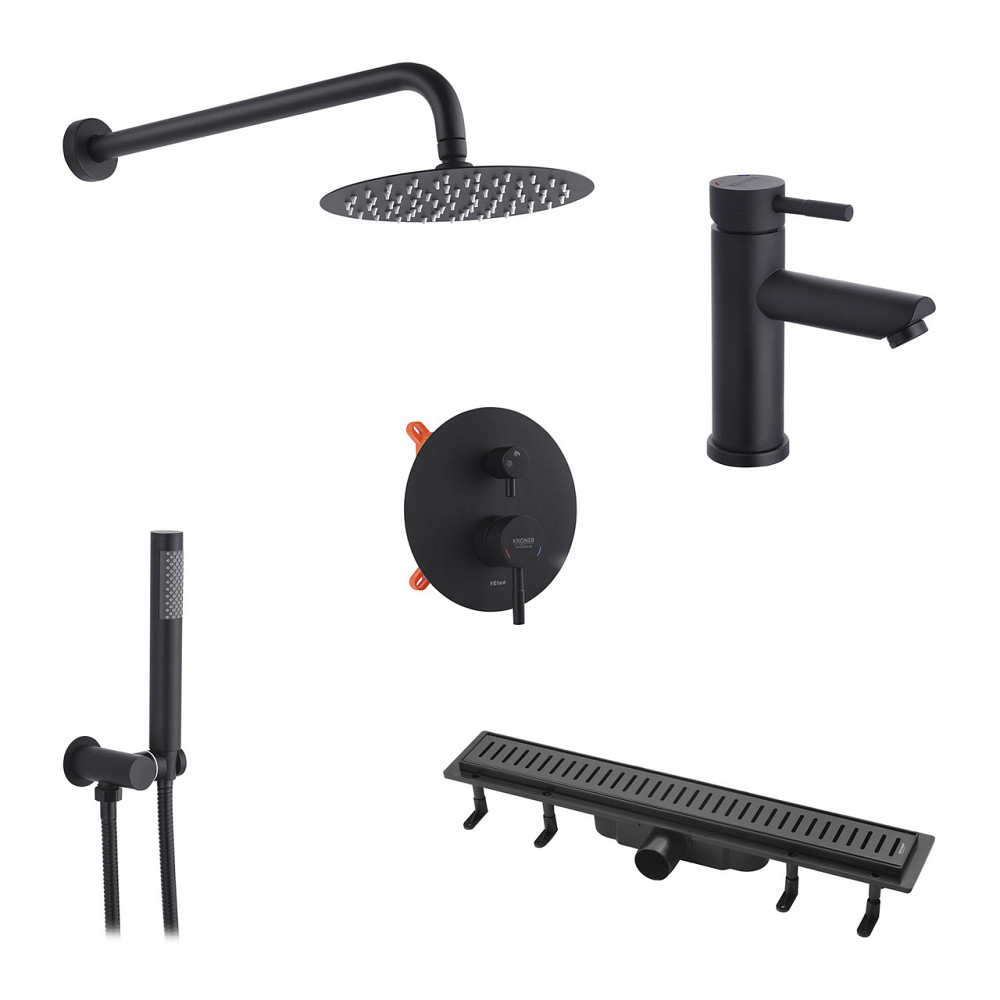 Набор 3 в 1 душевая система скрытого монтажа Kroner Edelstahl Klassisch-SCH082 + смеситель Edelstahl Киев - изображение 1