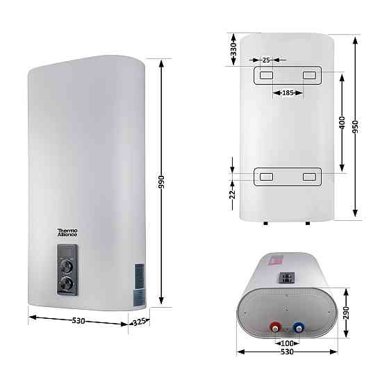 Водонагреватель электрический Thermo Alliance 80 л плоский вертикальный, сухой ТЭН 2 кВт (0,8+1,2) DT80V20G(PD)-D/2 Киев