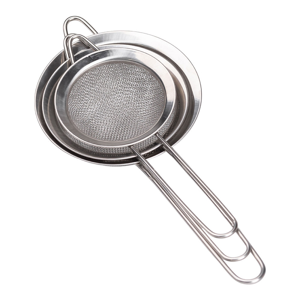 Набір ситечок 3 штуки для чаю, круп і борошна 8,10 і 12 см з нержавіючої сталі Сріблястий HP-19-12 Коломия - фото 4