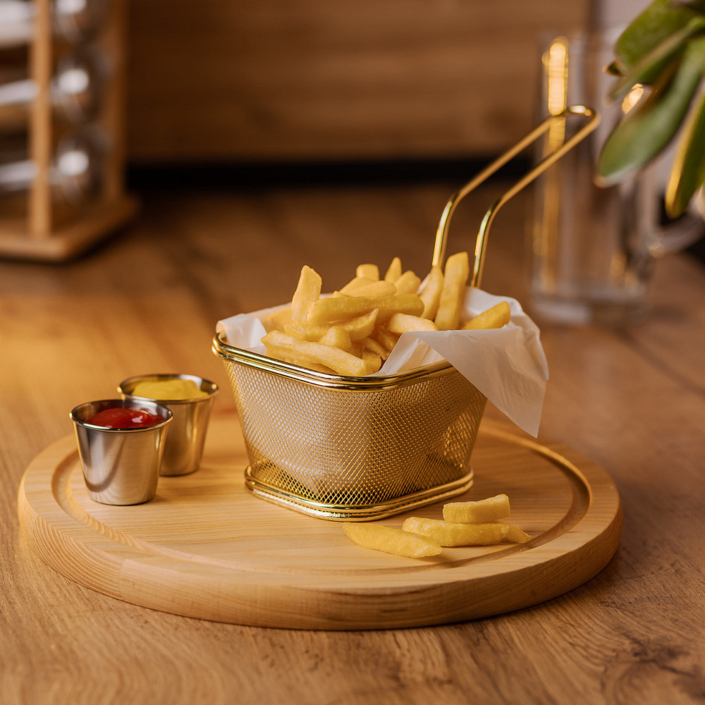 Кошик сервірувальний для картоплі фрі та снеків 13×11×7 см Золота HP-19-4-L-G Коломия - фото 5