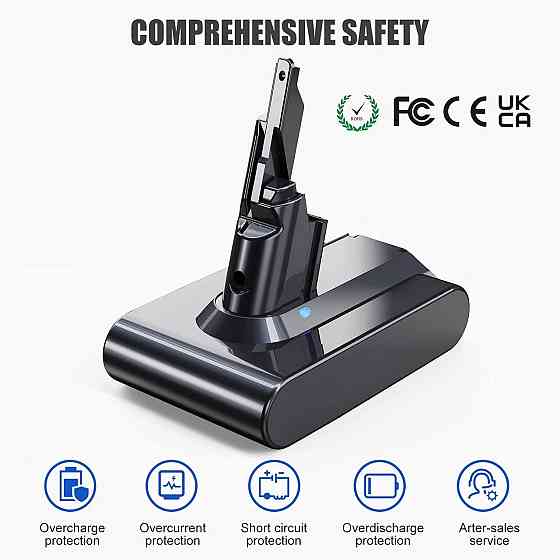 Акумулятор 6000mAh для Dyson V7 Чорний змінний літій-іонний запасний акумулятор сумісний V7 SV11 Absolute Animal Motorhead Fluffy Київ