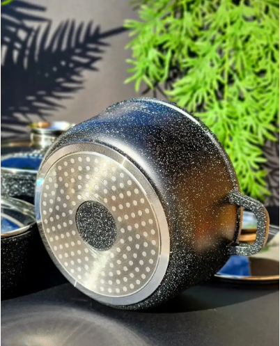 Казан с мраморным покрытием 2.3 л, черный, UNIQUE UN-5273, диаметр 20 см Одесса - изображение 4