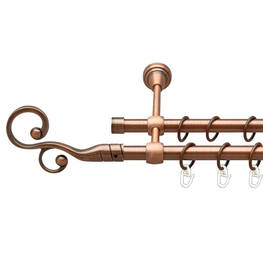 Карниз Orvit Флорес металевий дворядний литий гладка труба кільце металеве Мідь 16\16 мм 300 см (00-00019747) Львов - изображение 1