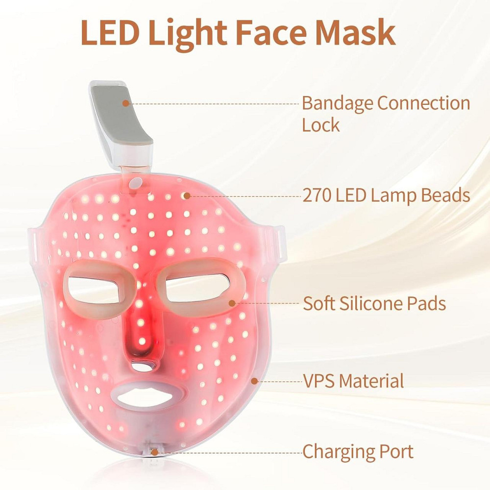 Беспроводная LED-маска для лица, 7 цветов, антивозрастной уход, омоложение, осветление кожи, 270 LED Киев - изображение 5