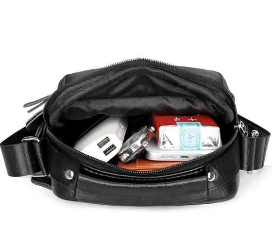 Мужская сумка-барсетка кожанная черная Tiding Bag 75003 Каменское