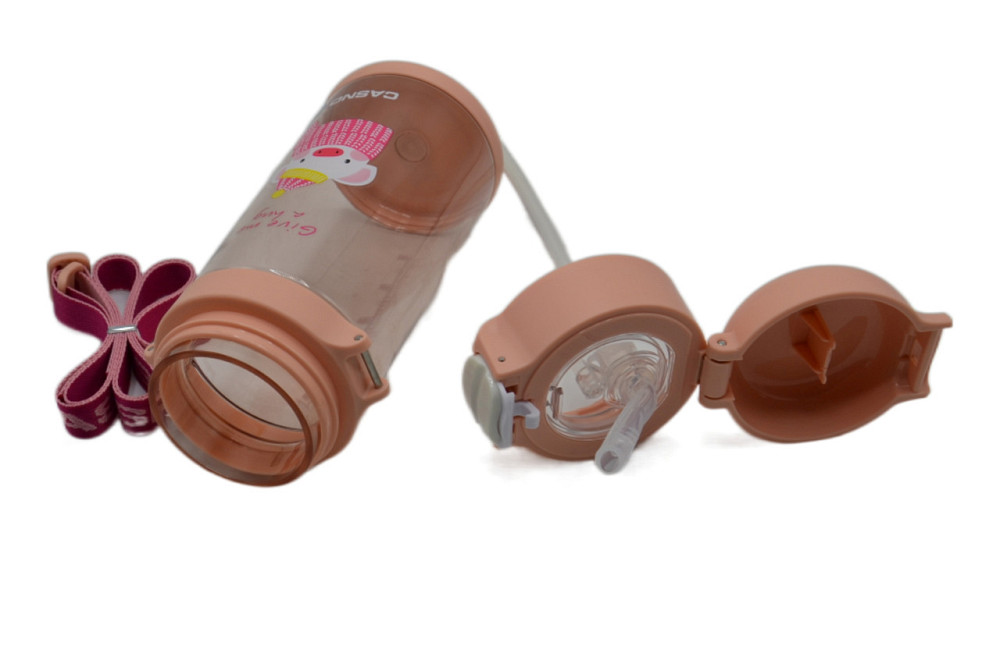 Пляшка для води CASNO 690 мл KXN-1219 Рожева (Свинка) з соломинкоюTRITAN Луцк - изображение 7