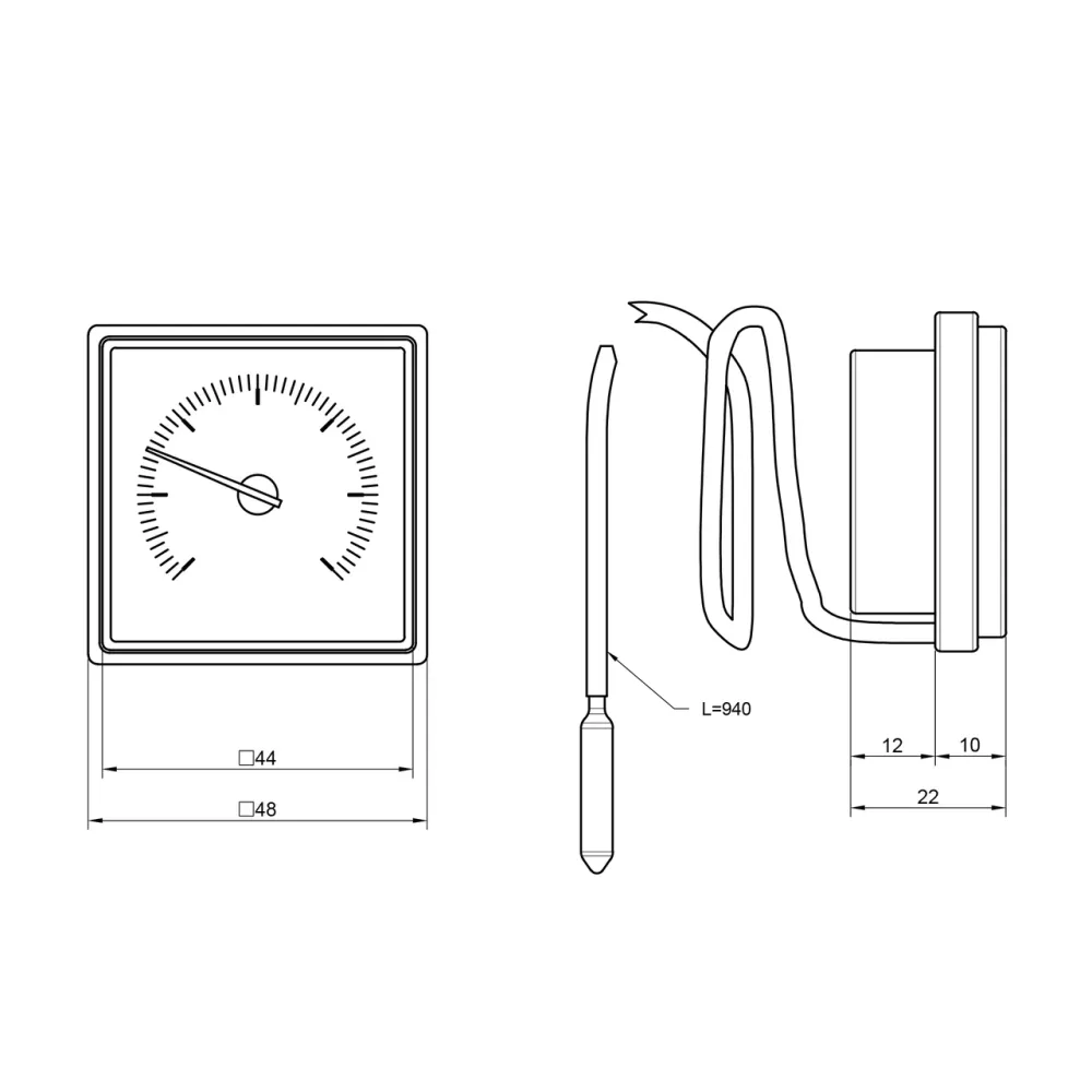 Термометр капиллярный Thermo Alliance Standart 48х48 мм SD176 Киев - изображение 2