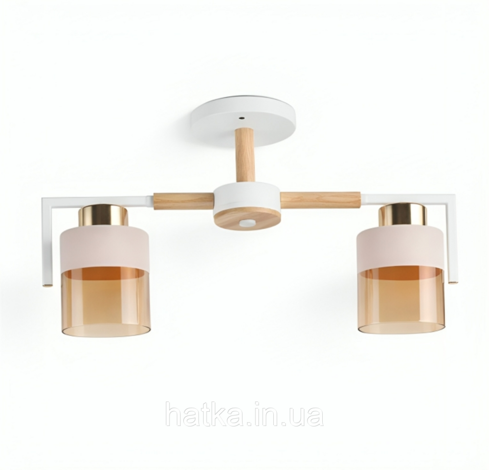 Люстра стельова на 2 плафони VALESO XL25010-2 для спальні та передпокою Білий+Золото XL25010-2 Київ - фото 1